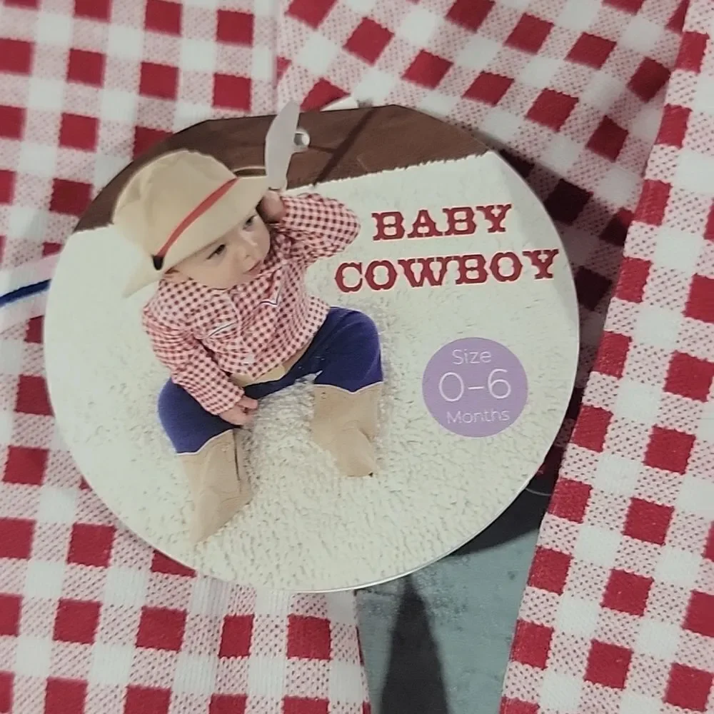 BABY Aspen Big Dreamzzz Baby Cowboy Outfit Super Cute Plaid size 0 to 6 Months